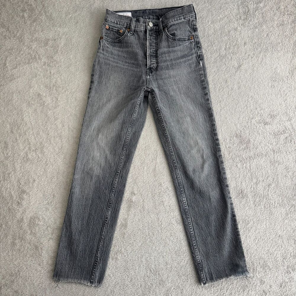 Gap Cheeky Straight Jeans Women's 26/2R Charcoal Gray Denim High Rise Button Fly